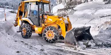 Snow removal truck with plow